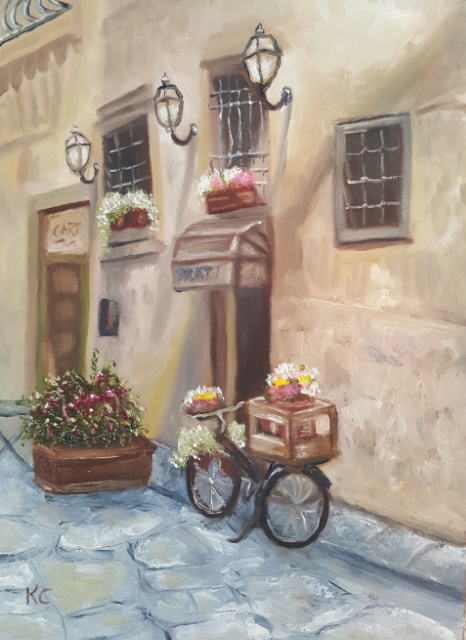 Karah Art - Art sold - Bicycle by wall