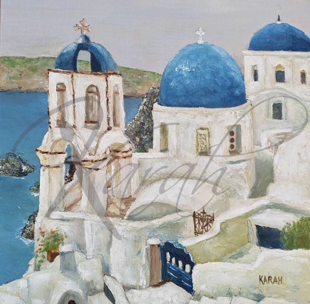 Greek Isle Church-Karah-art-painting